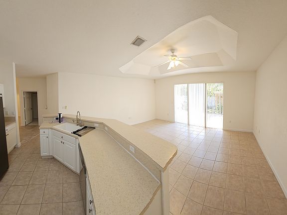 View from kitchen to family room.