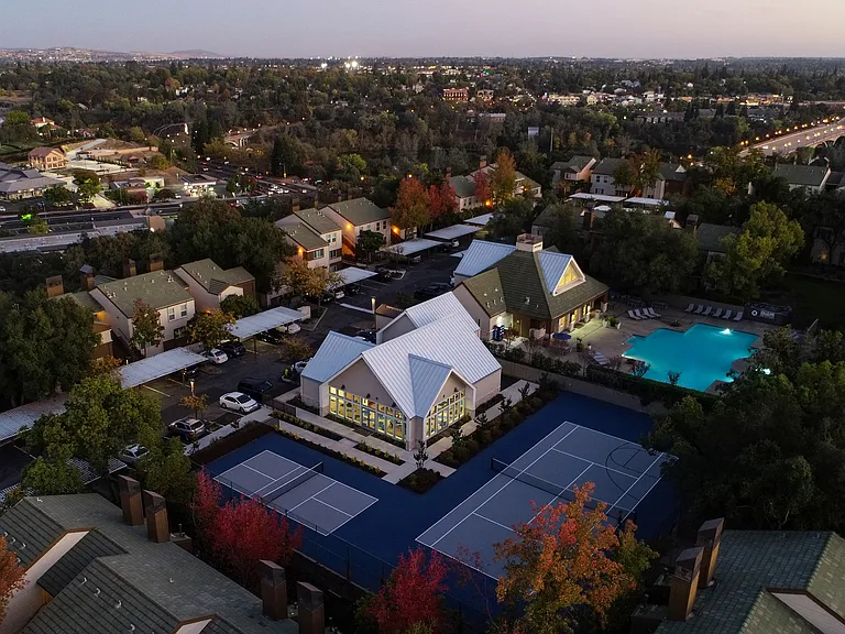 Drone Shot at Dusk with Fitness Center