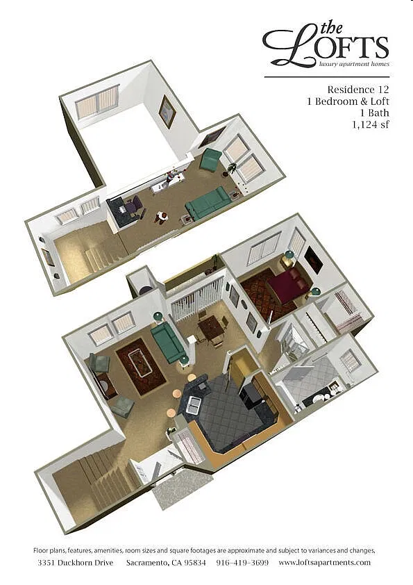 Floor plan 1BD, 1BTH E-L