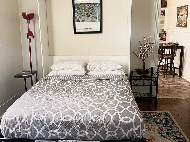 Queen Murphy bed in the Living Room.