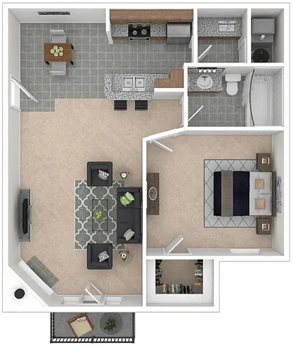 Floor plan Versailles 1 bedroom 1 bathroom