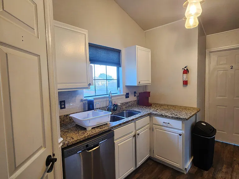 Kitchen, fully stocked with K-cup coffee maker