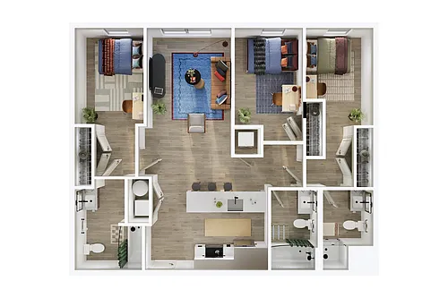 Floor plan 3BR/3BA - D7