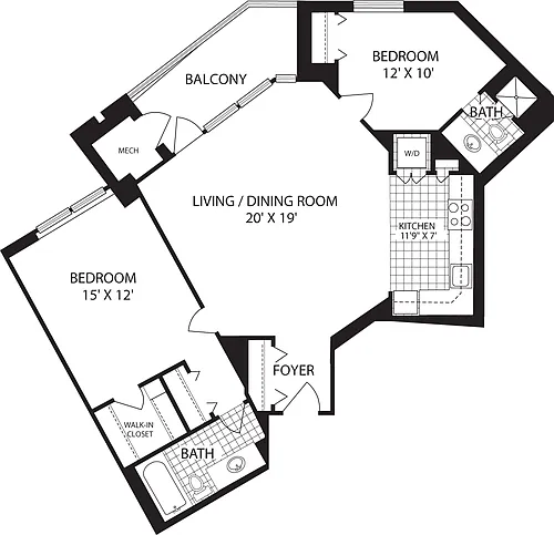 Floor plan 2 Bedrooms A