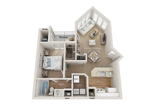 Floor plan Huntington 1x1