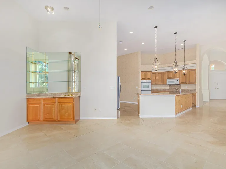 Family room view to kitchen