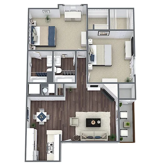 Floor plan B6: 2 Bed 2 Bath
