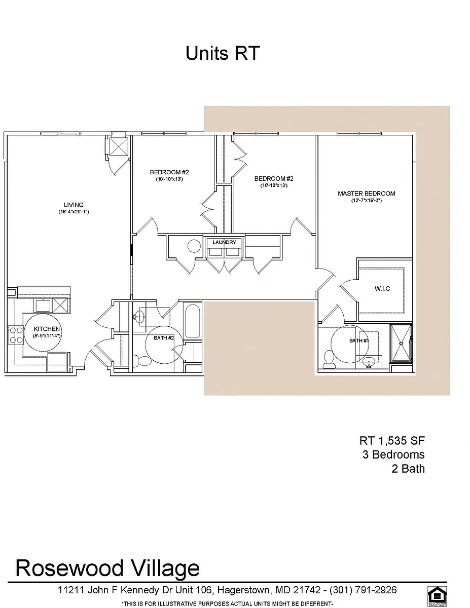 Floor plan 3 bed 2 bath RT