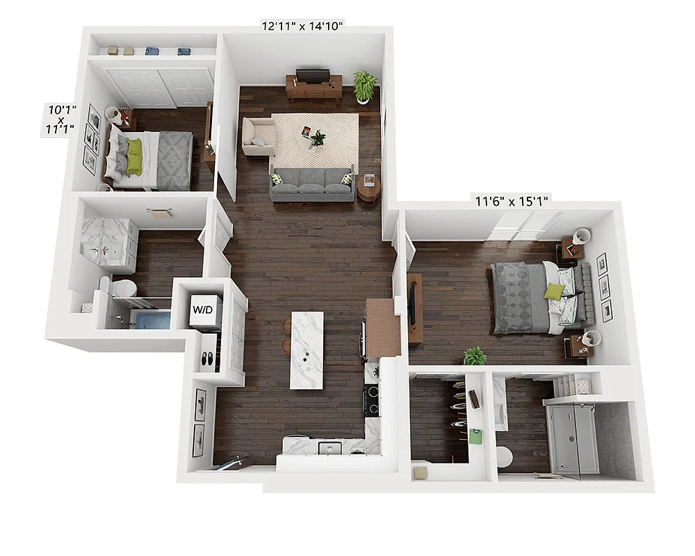Floor plan Two Bedroom B2F