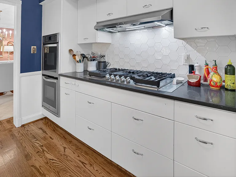 Kitchen with gas cooktop.