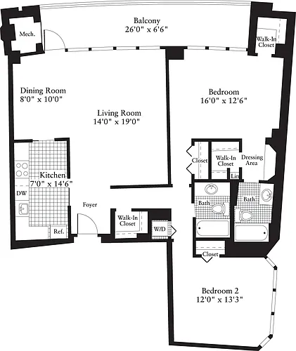 Floor plan 2 Bedrooms G