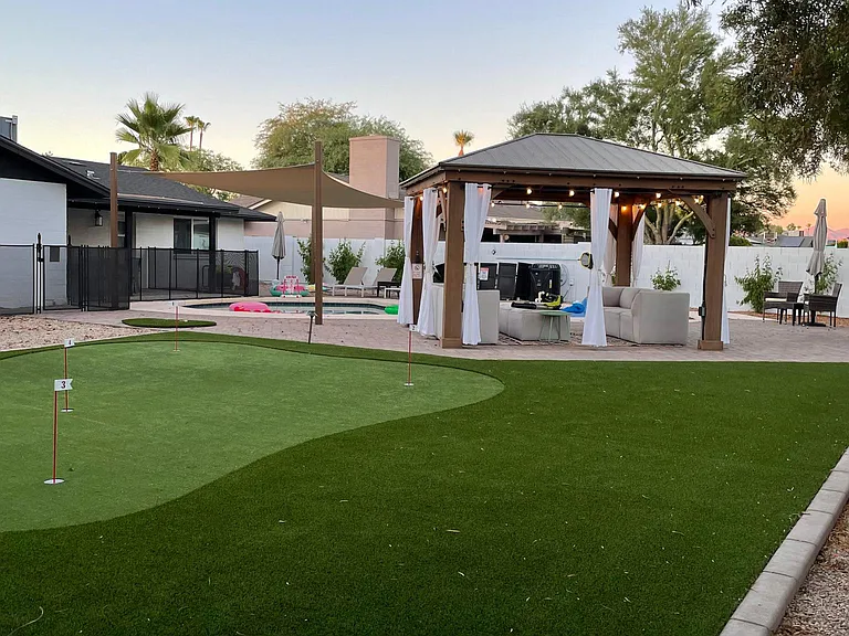 View of Putting Green and Cornhole area