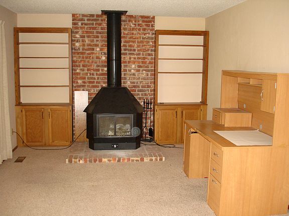 Family Room with book shelves and computer desk