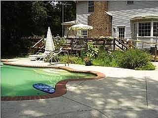 Plenty of room on the pool patio and deck for your next party.