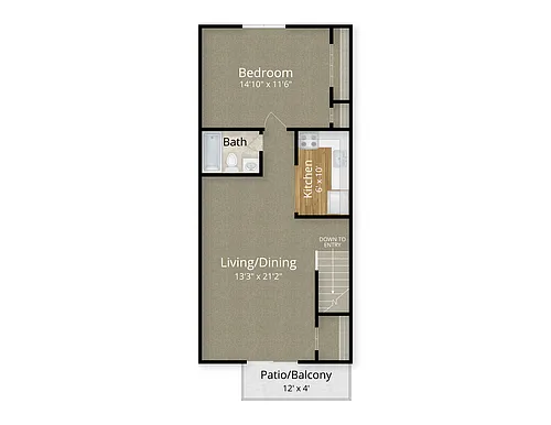 Floor plan 1 Bed x 1 Bath