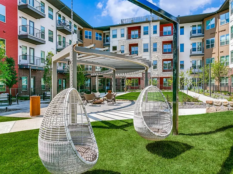 Outdoor courtyard with lounge areas