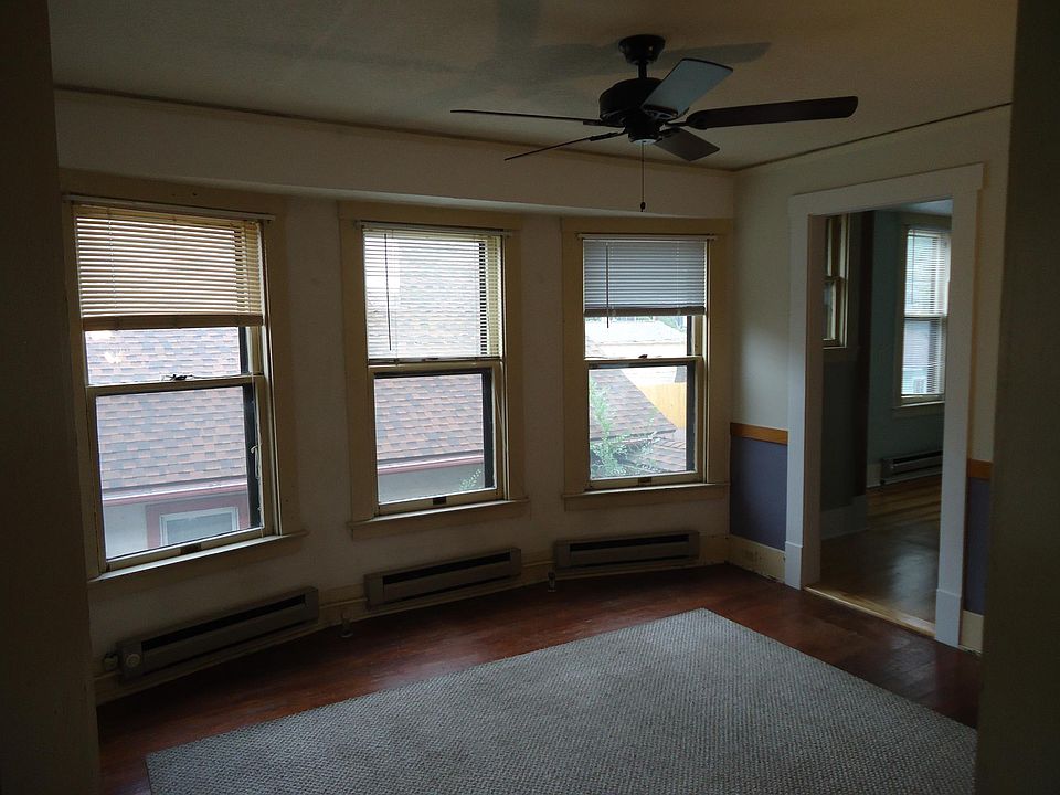 living room with bay windows