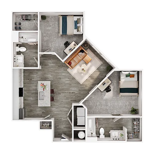 Floor plan 2BR/2BA - B3
