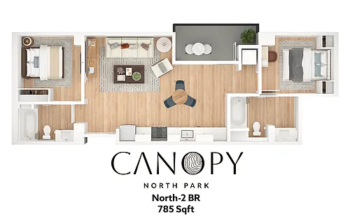 Floor plan 2 Bedroom; 2 Bathroom