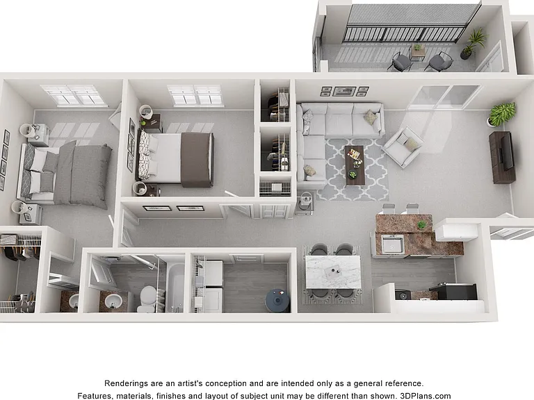 A 3D floor plan rendering of The Pacific Star