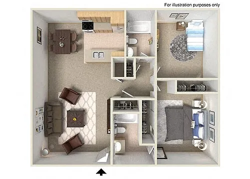 Floor plan Two Bedroom Two Bath