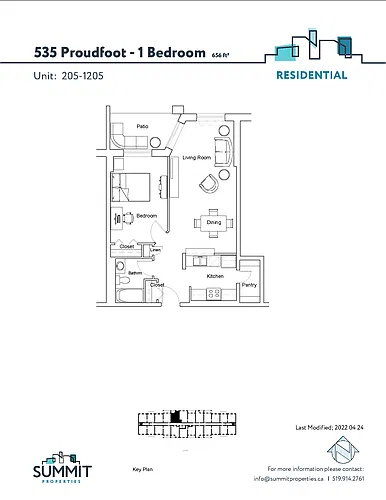 Floor plan 1 bedroom 1 Bed 1 Bath 5