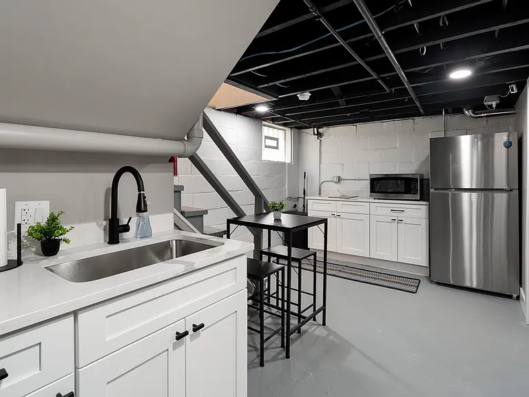 Basement kitchen, shared by Room #s 3 & 4.