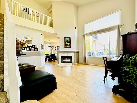 Double sided gas fireplace for the front room and the family room.