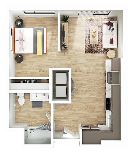 Floor plan Powderhorn A- 0BR/1BA
