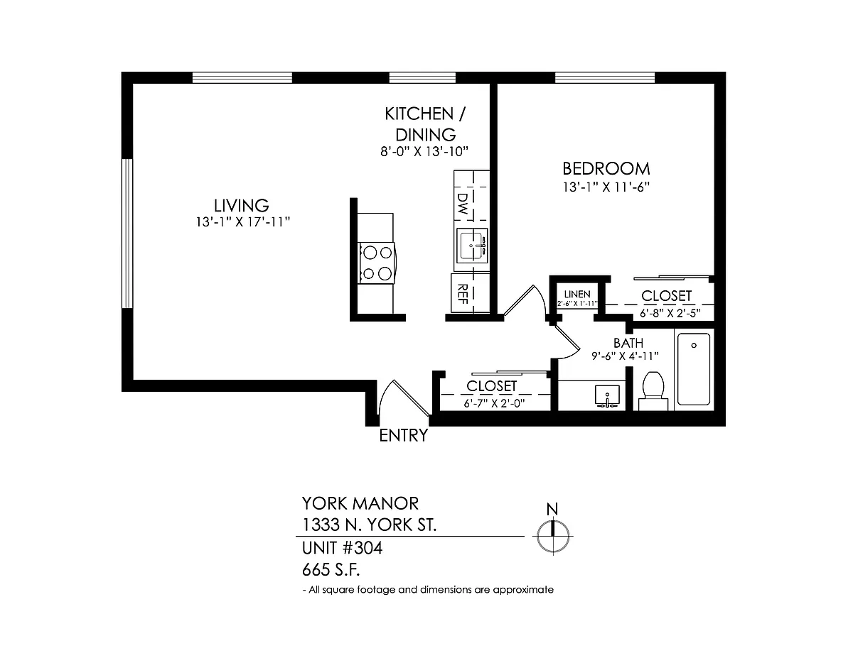 Floor plan 1 Bedroom, 1 Bath