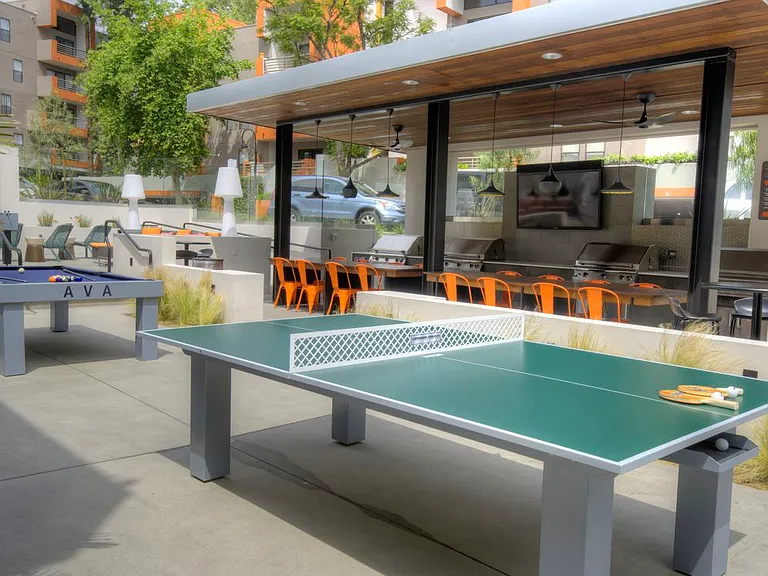 Courtyard with Outdoor Game Tables