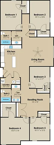 Floor plan 5BR/2BA- Flats