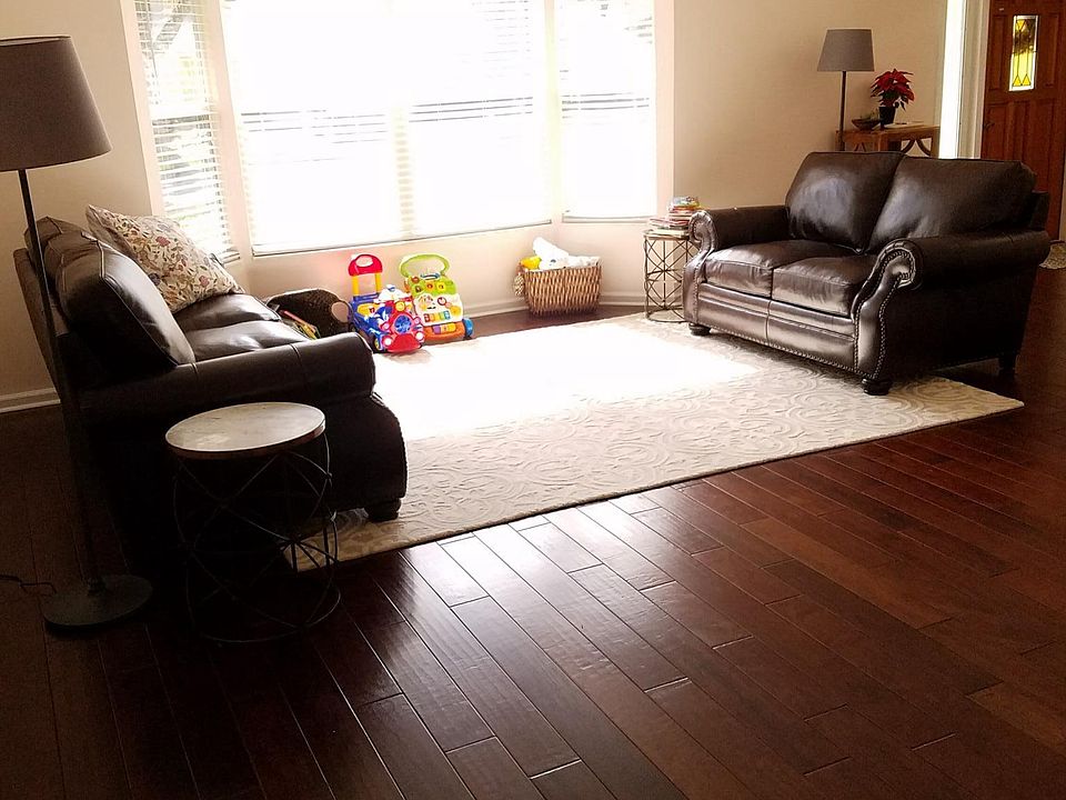 Hardwood floors throughout main house and in master bedroom.