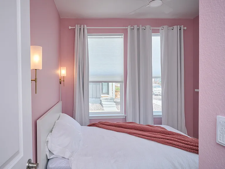 Bedroom with queen bed.