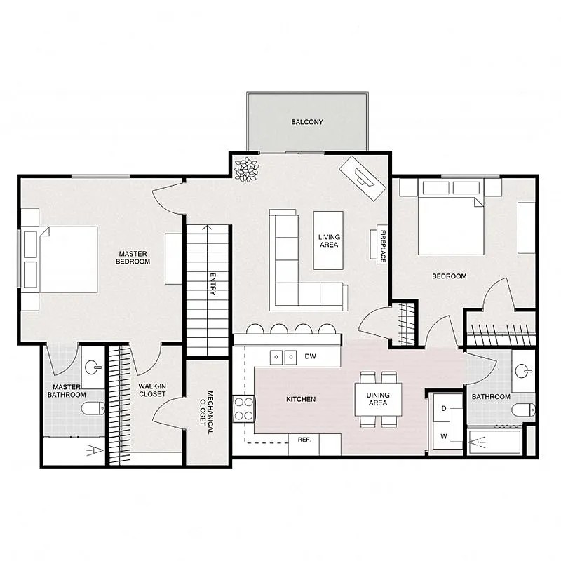 Floor plan Two Bedrooms Two Bathrooms Upper Split