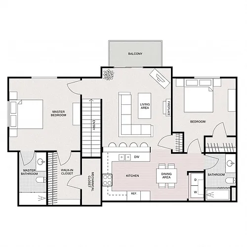 Floor plan Two Bedrooms Two Bathrooms Upper Split