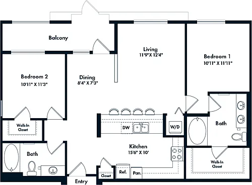 Floor plan 2 Bed- E04