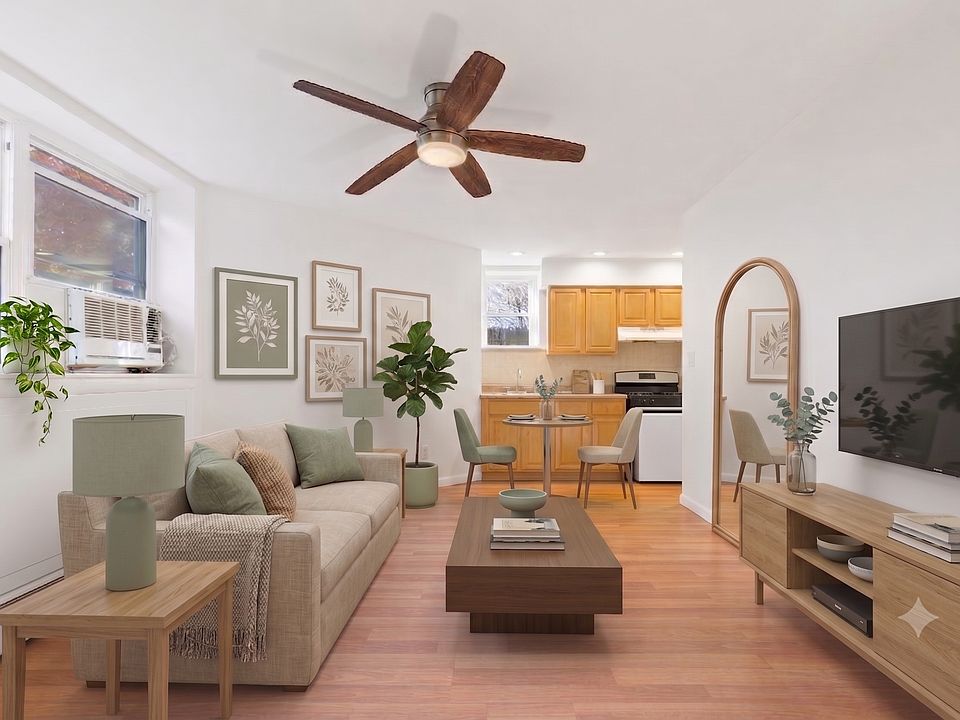 Virtually stage living room/dining area