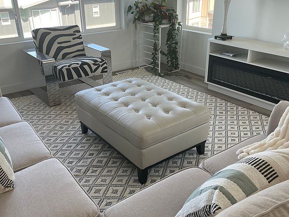 Pullout sofa, electric fireplace