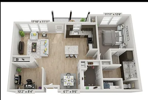 Floor plan A3-1BR/2BA