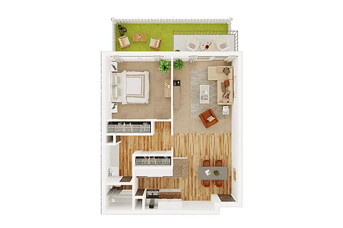 Floor plan One Bedroom and One Bathroom