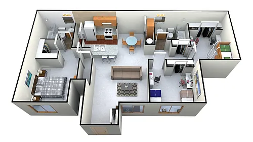 Floor plan Three Bedroom Two Bath