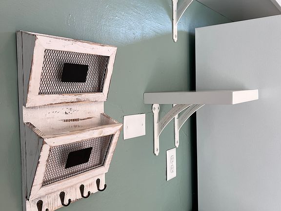 Inside Kitchen front door - mail catch and drop station.
