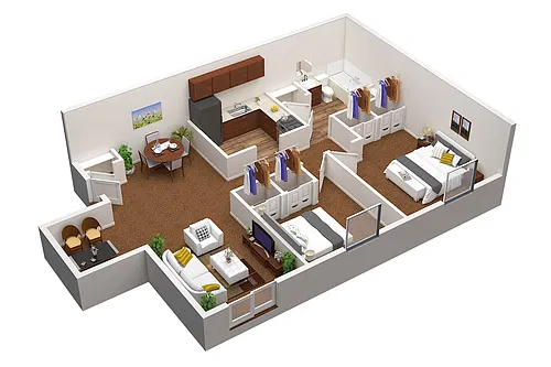 Floor plan 2 Bedrooms W/ Balcony