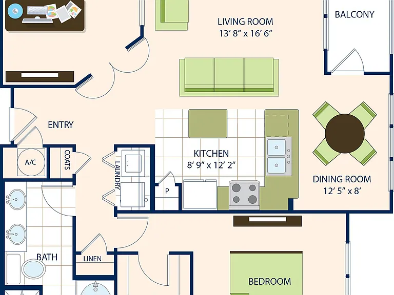 One Bedroom One Bath with Den (1146 SF) One Bedroom One Bath with Den (1146 SF)