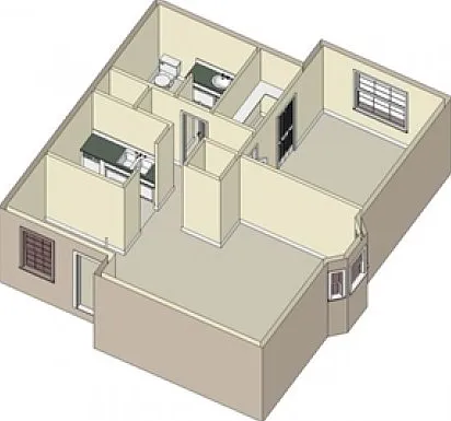 One Bedroom One Bathroom, Kitchen cabinets over stove have an opening into the dining room that can fit bar stools. One Bedroom One Bathroom, Kitchen cabinets over stove have an opening into the dining room that can fit bar stools.