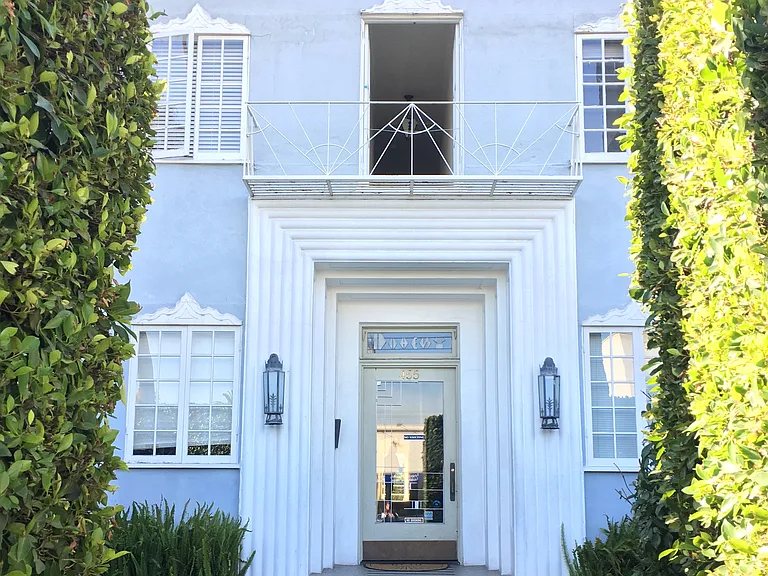Exterior with hedges