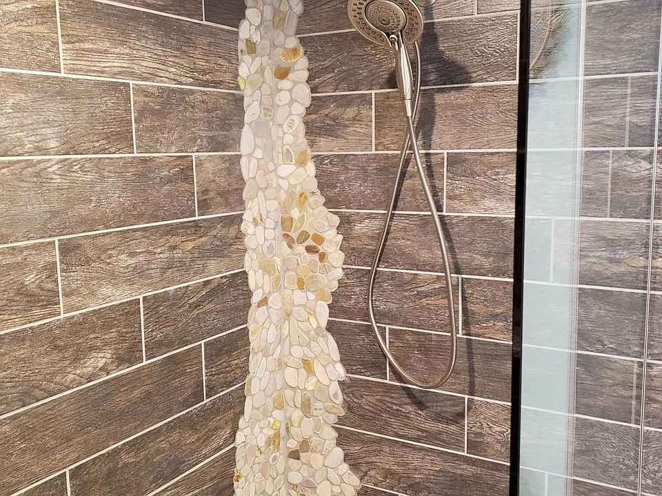 Rain head and pull down shower head