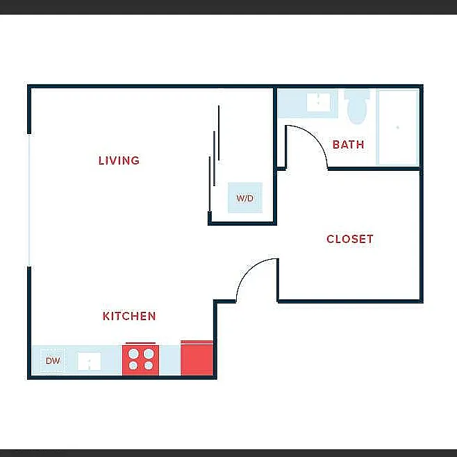 Floor plan Studio, 1 Bath - Apt Q