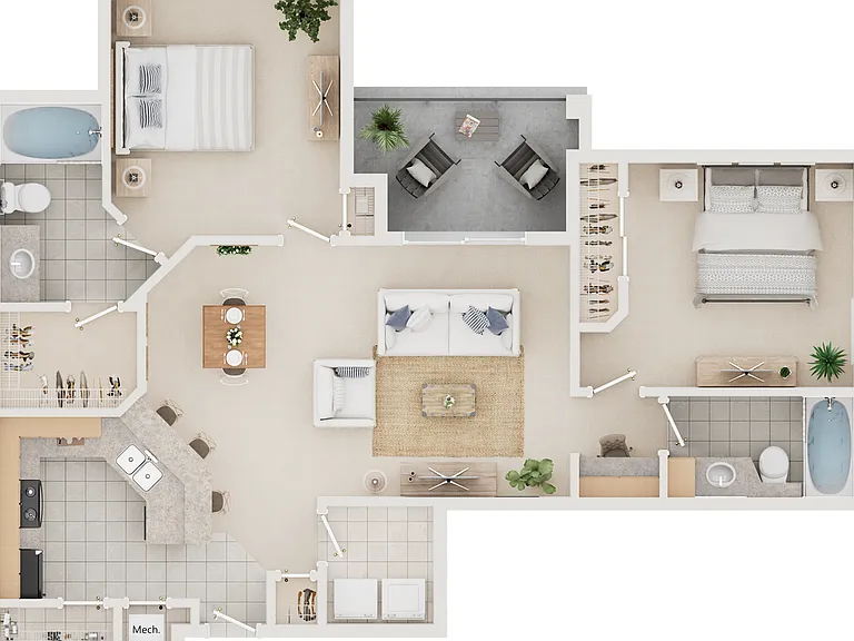 Explore the elegant design of this contemporary apartment, featuring ample living space and stylish amenities. Explore the elegant design of this contemporary apartment, featuring ample living space and stylish amenities.